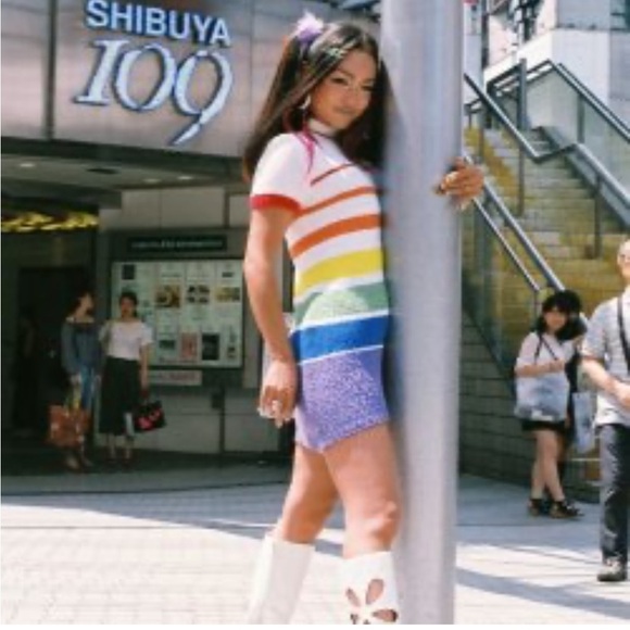UNIF Rainbow Colorful Striped Knit Dress - Picture 14 of 16